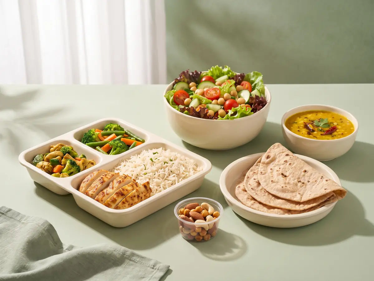 Body Builder meal serving suggestion; dishes change with the menu