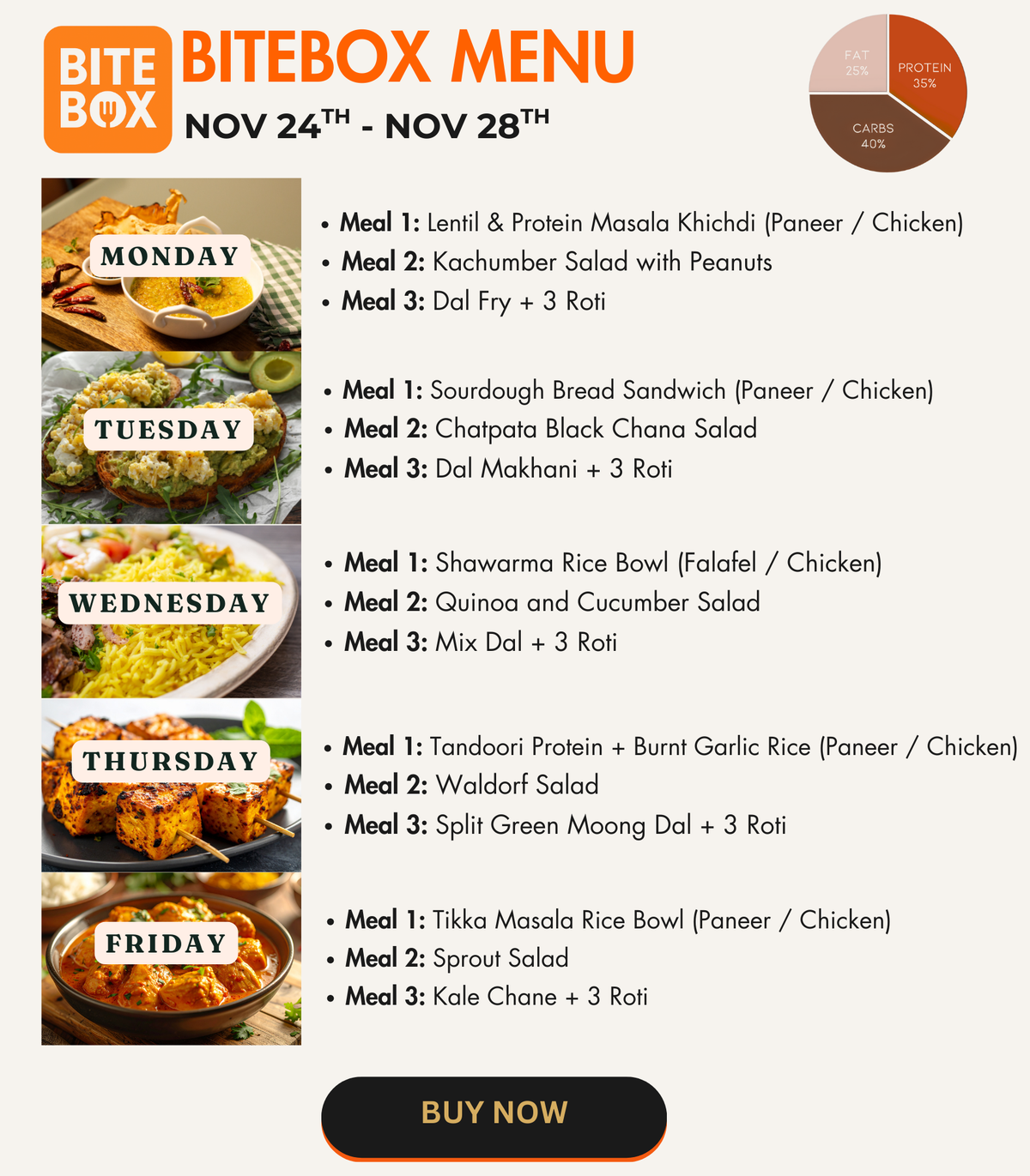 BiteBox Meals (Upto 100 Gms Protein Per Day) - Image 1